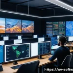 오픈소스 소프트웨어와 차세대 기술 - A vibrant, futuristic open source software development scene showing a diverse, global team of progr...