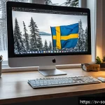 Home 19 오픈소스 소프트웨어의 커스터마이징 방법 - A modern developer workspace in a cozy Swedish home office, featuring a large monitor displaying a c...
