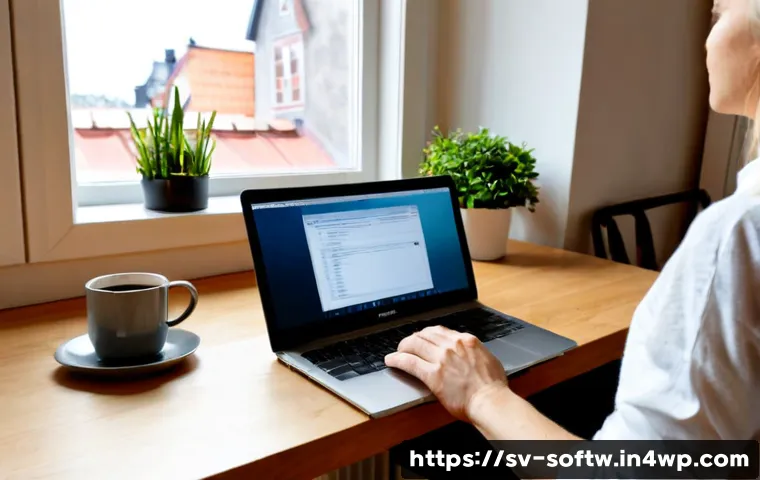 오픈소스 소프트웨어 설치 방법 - Photorealistic home office scene in Sweden, a middle-aged person installing open-source software on ...