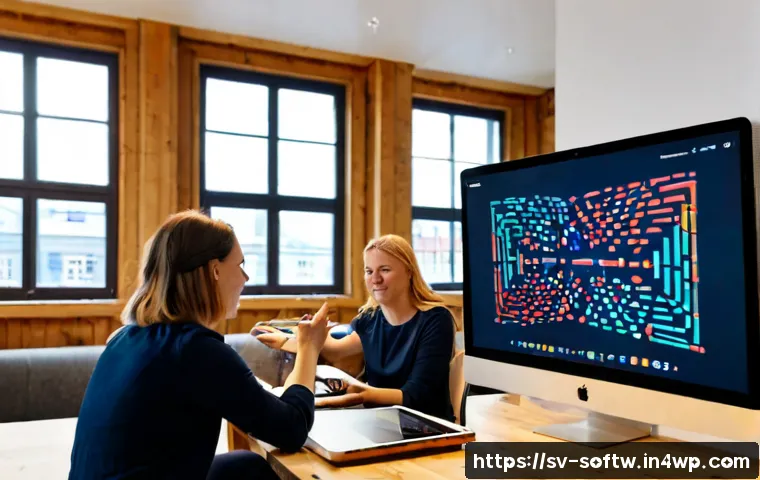 Home 17 오픈소스 소프트웨어의 성장 가능성 - Photorealistic modern Stockholm co-working office, diverse software developers collaborating around ...